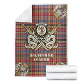 Drummond of Strathallan Tartan Gold Courage Symbol Blanket